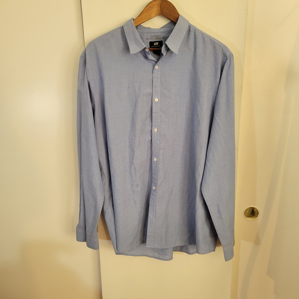 H&M Men's Light Blue Long Sleeve Shirt
